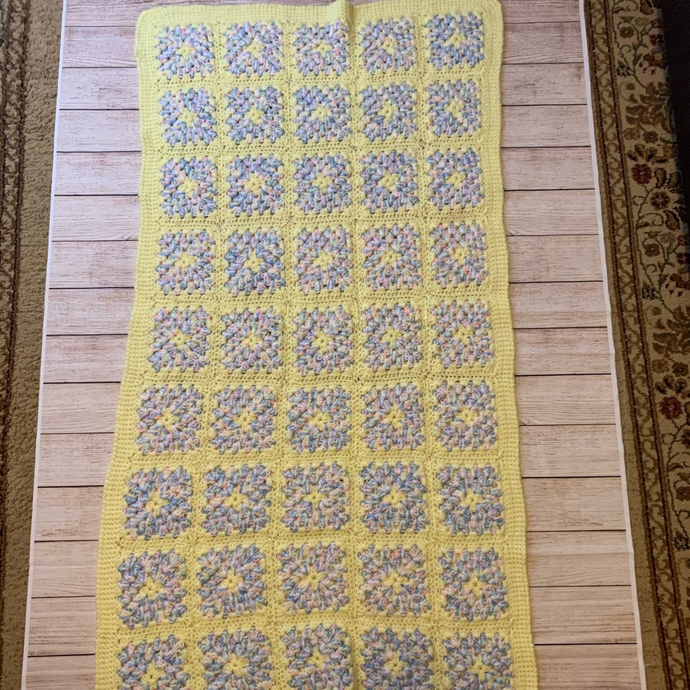 Handmade Baby Afghan Blanket 27x51 Granny Squares